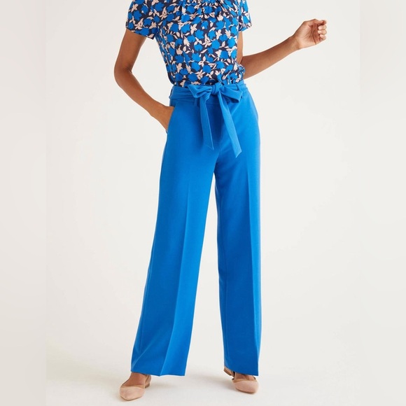 Boden Hampstead Wide Leg Pants - Bold Blue size 4P new - Picture 3 of 16